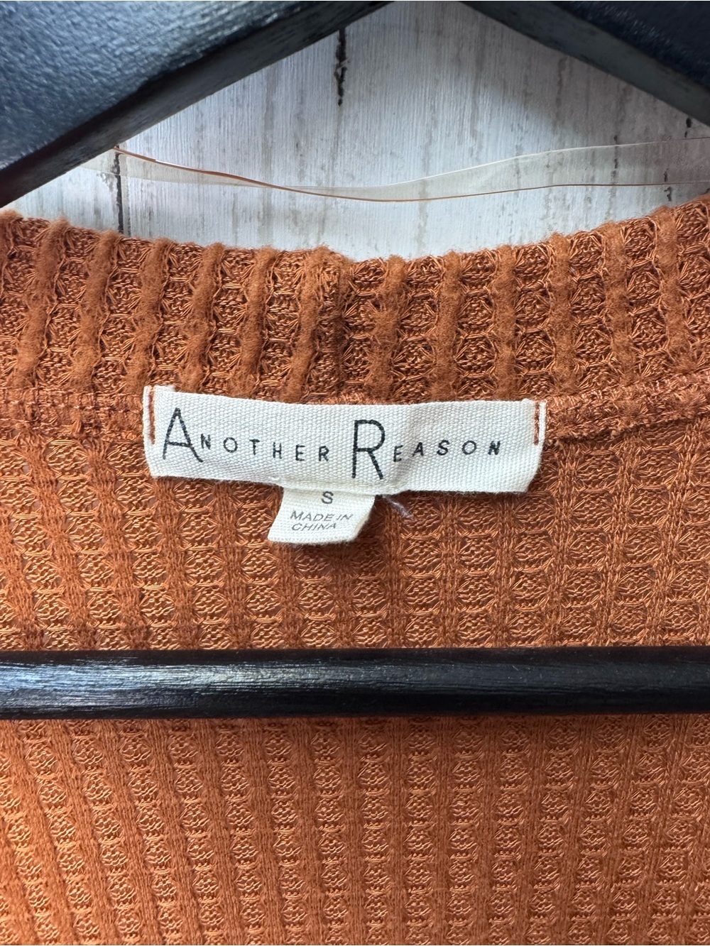 Long Open-Front Waffle Knit Cardigan Sweater - Rust size Small - Picture 2 of 7